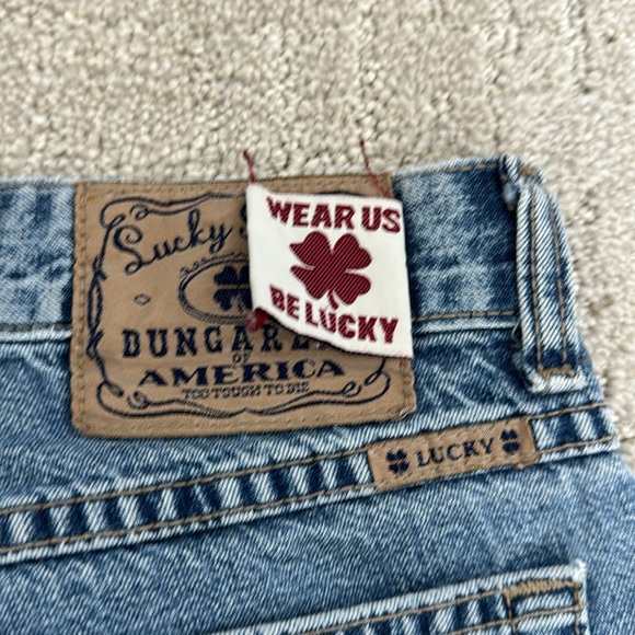 Vintage 90s Lucky Brand 286 low rise flare dungarees light wash 100% cotton - Picture 11 of 11